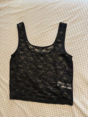 Forever 21 Black Sheer Lace Tank Top